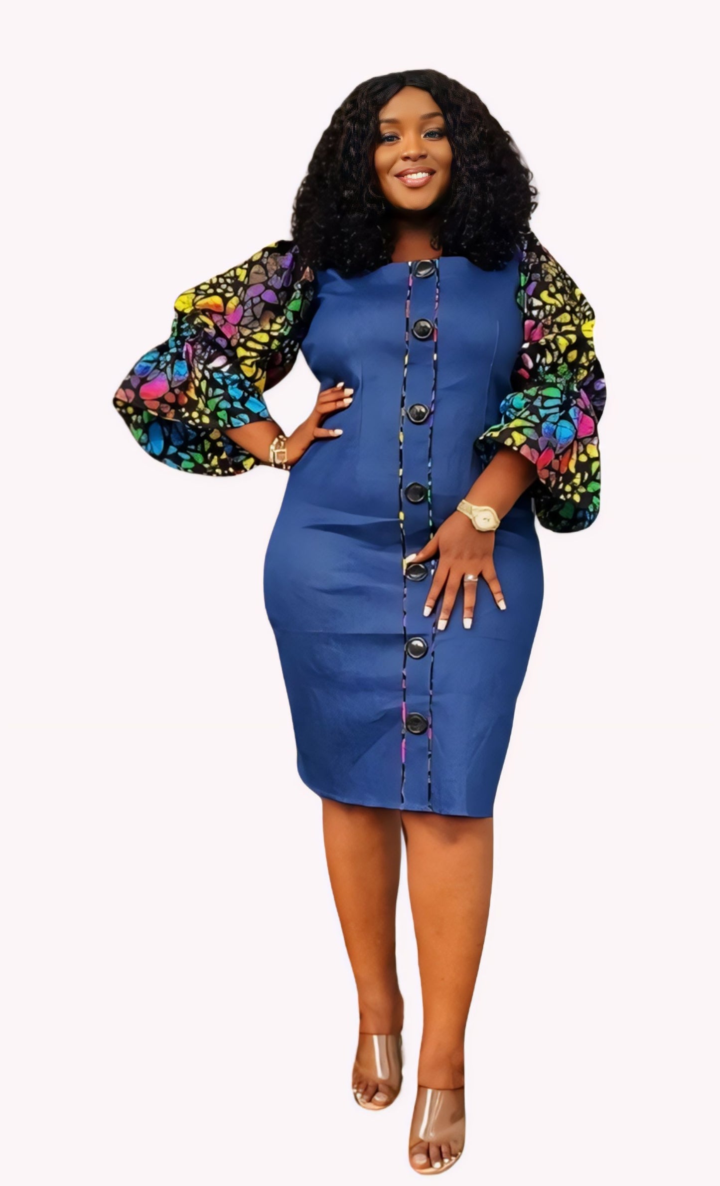 Yatta -Zoe Ankara Denim Dress