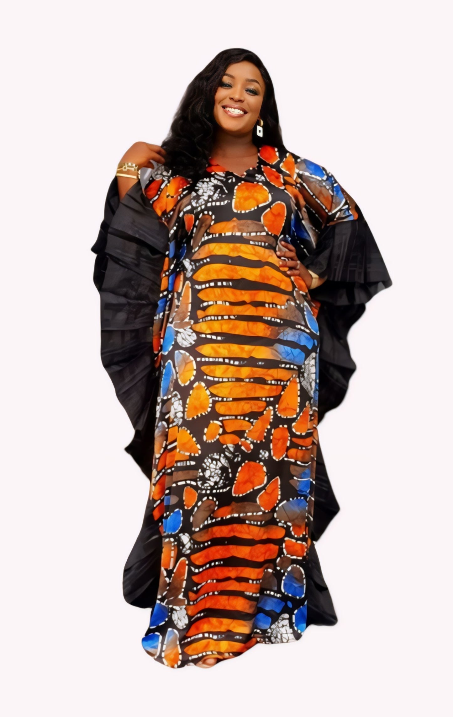 Yatta -Zoe Silk Boubou with Organza Ruffles-Color B