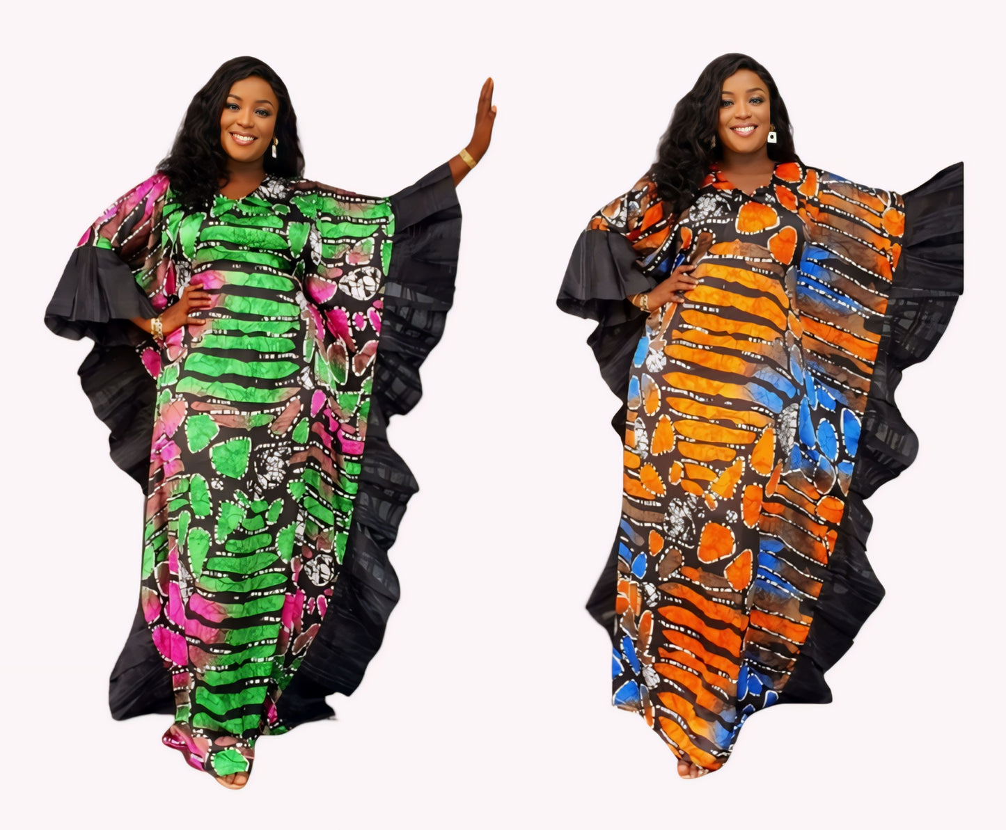Yatta -Zoe Silk Boubou with Organza Ruffles-Color B