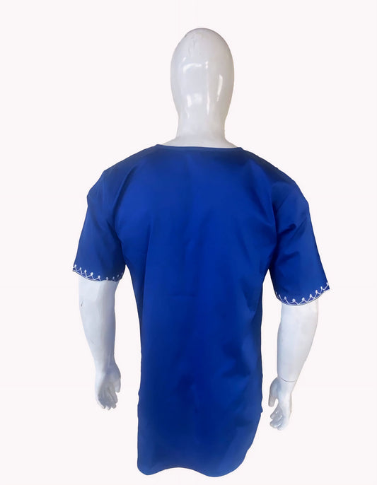 Abu's Blue & White  Embroidered Tunic Shirt