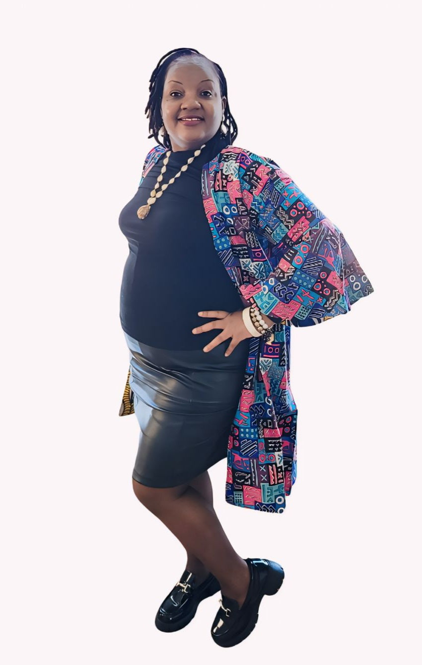 Ade's Ankara Reversible Jacket with Two Sided Belt
