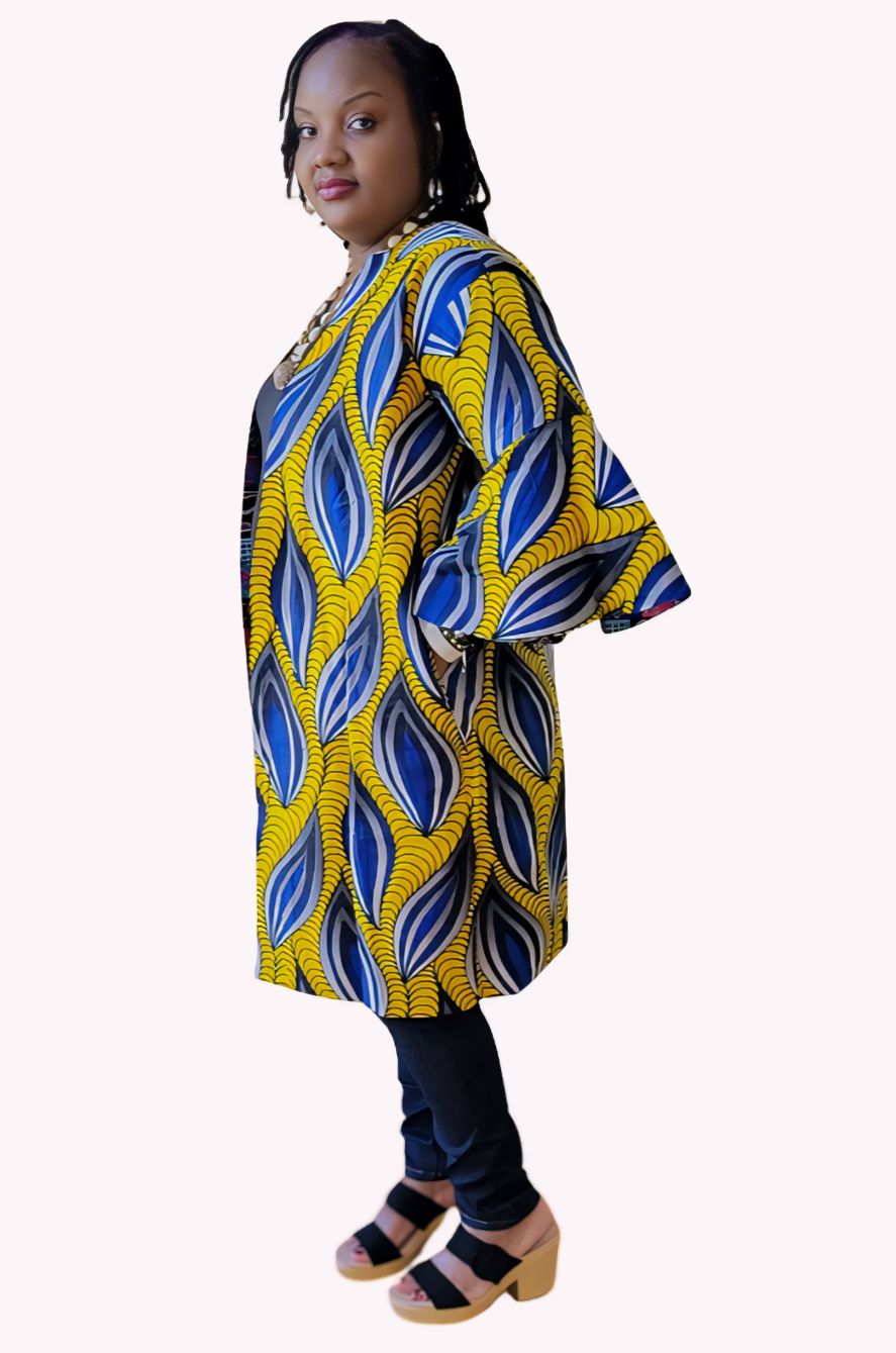 Ade's Ankara Reversible Jacket with Two Sided Belt