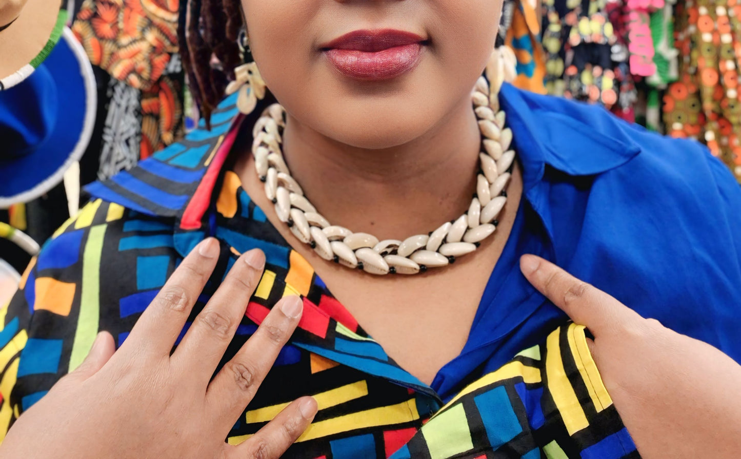 Frannie's Cowrie Shell Necklace and Earring Set