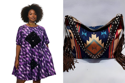 Yahden's Full Flared Swing Dress + Bohemian Tassel Women Shoulder Bag