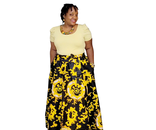 African Print Long Skirt & Wrap