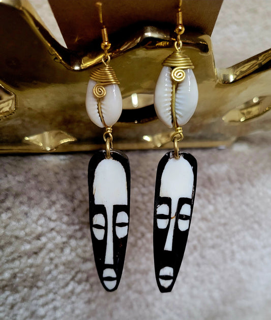 The Maasai Princess Bone Mask and Shell Earrings