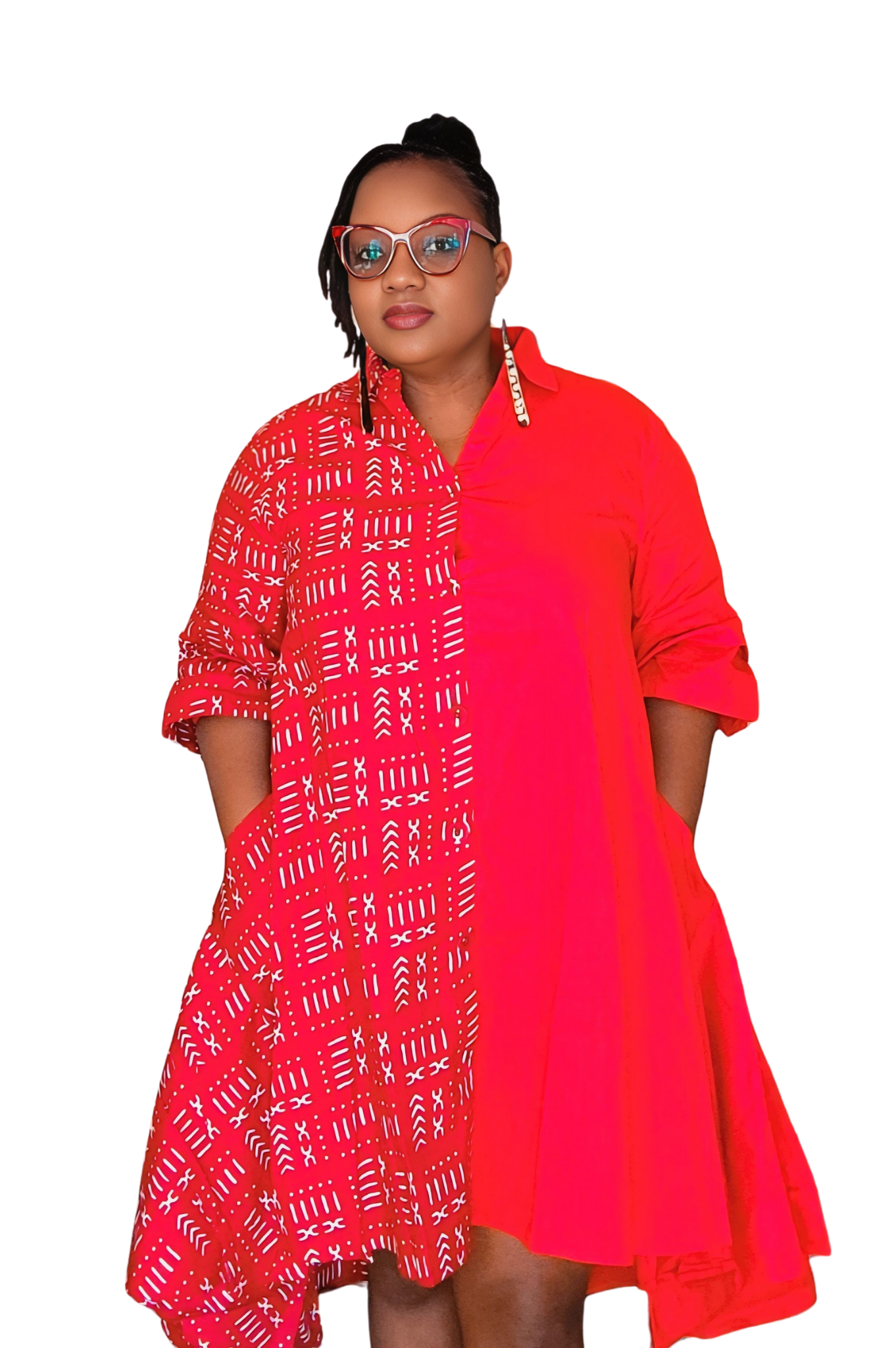 Casy's Hi-Low Shirt Dress -Print B