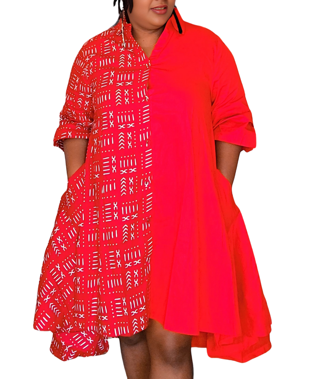 Casy's Hi-Low Shirt Dress -Print B