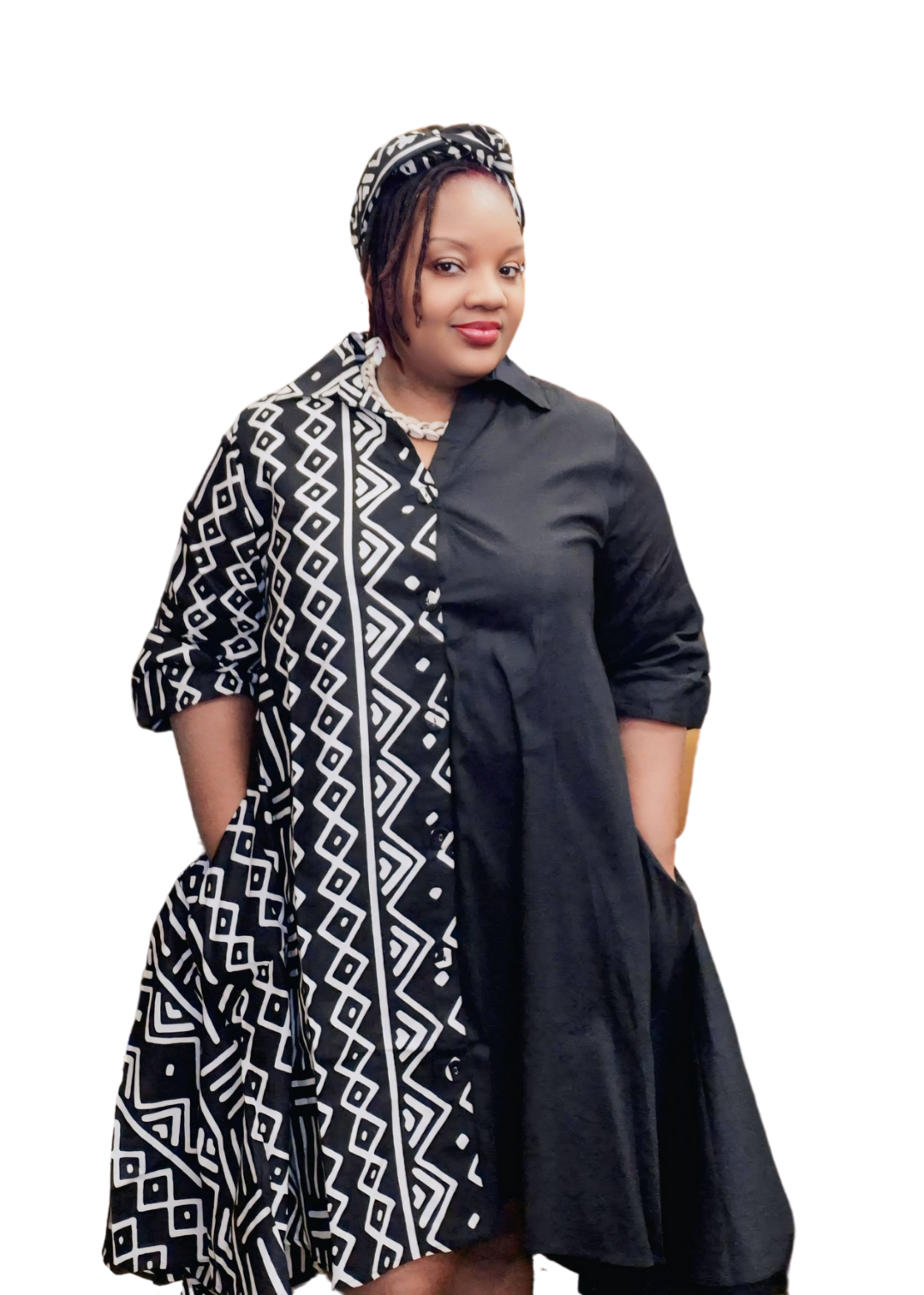 Casy's Hi-Low Shirt Dress -Print A