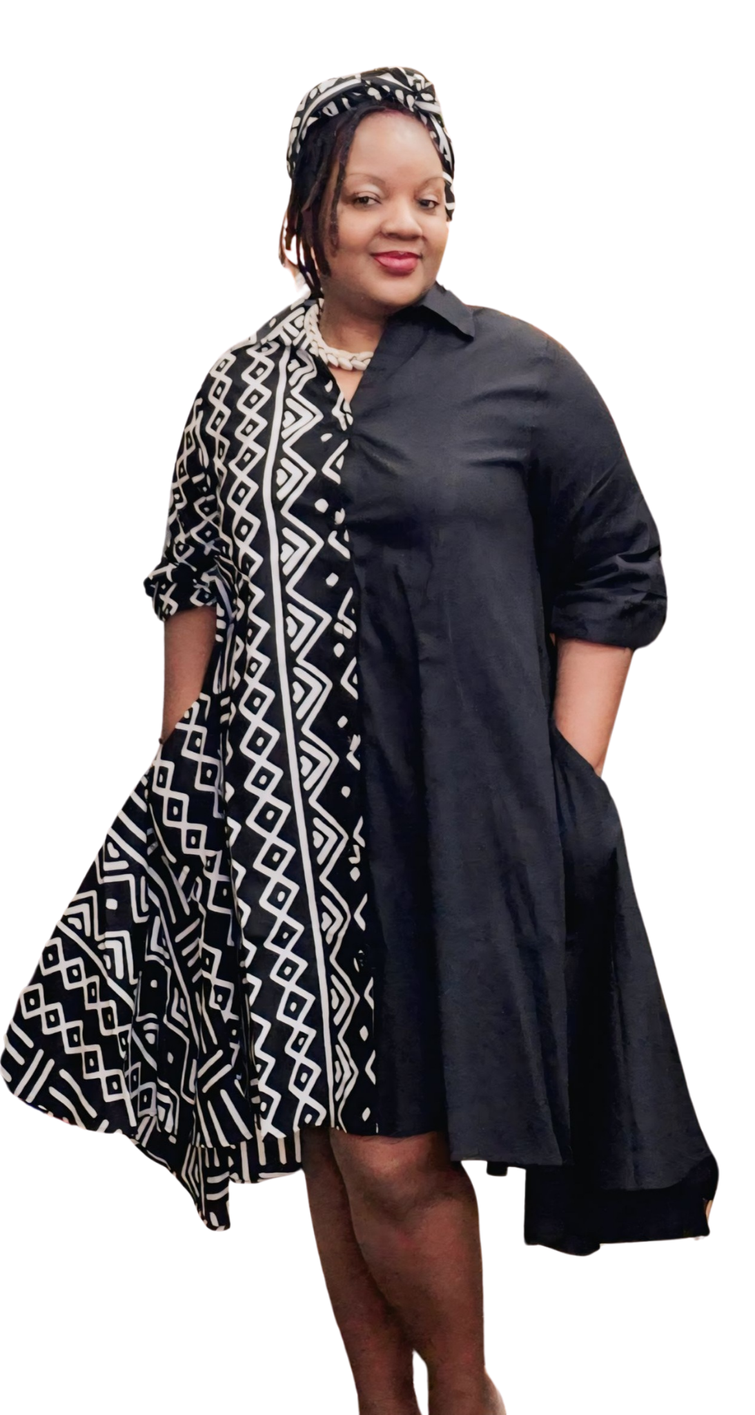 Casy's Hi-Low Shirt Dress -Print A