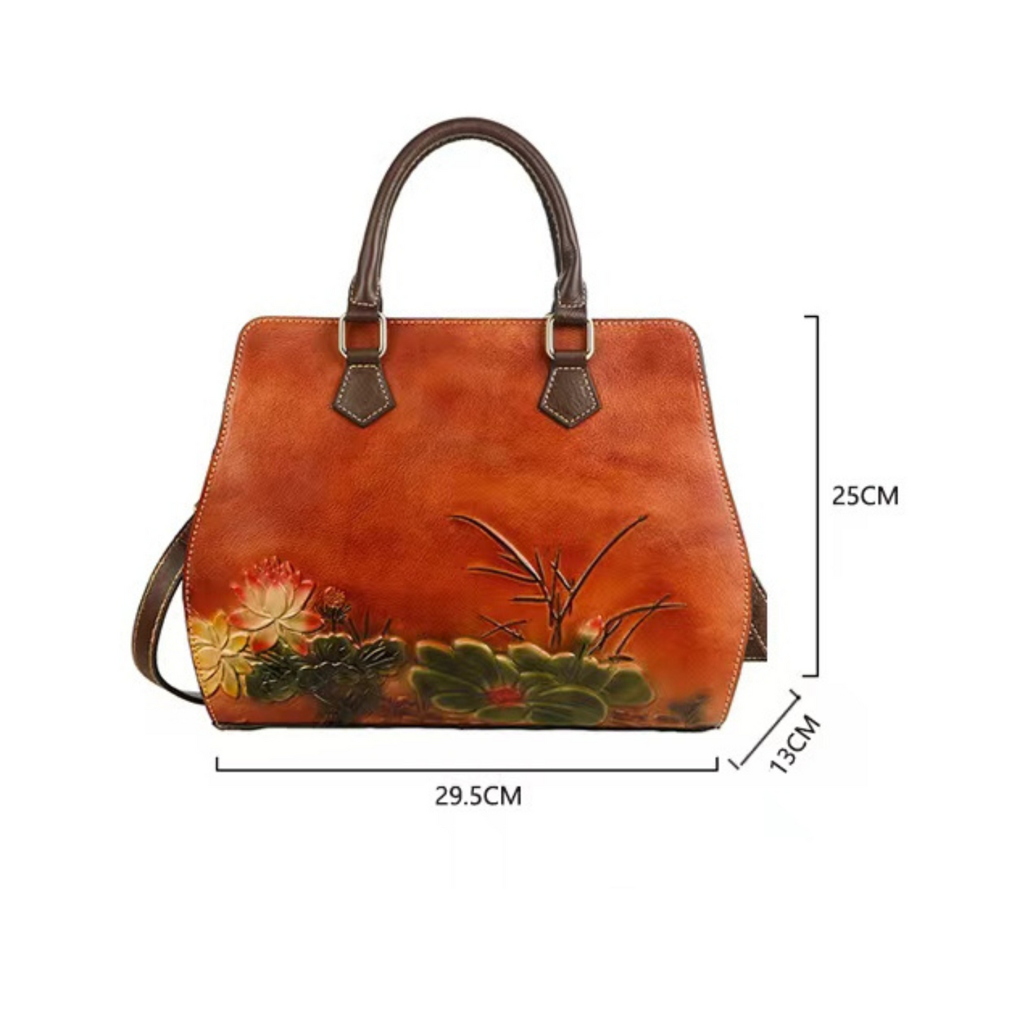 Fleur Genuine Leather Tote Bag for Women - Stylish Vintage Fashion Laptop Messenger Bag, Handbag with Detachable Shoulder Strap for Work or Travel