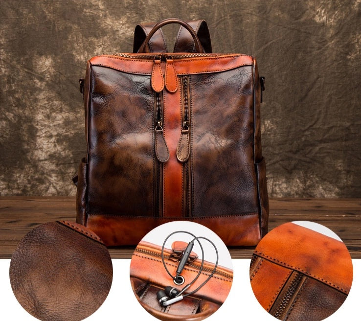 Yahden's Genuine Leather Backpack for Women-Style B