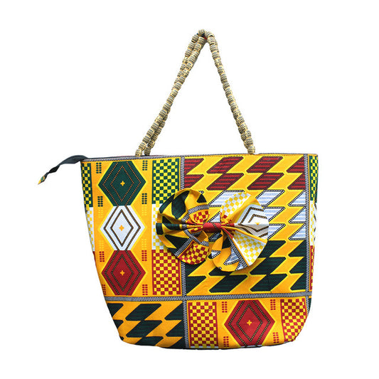 Abina's African  Bow-Beaded Tote Bag