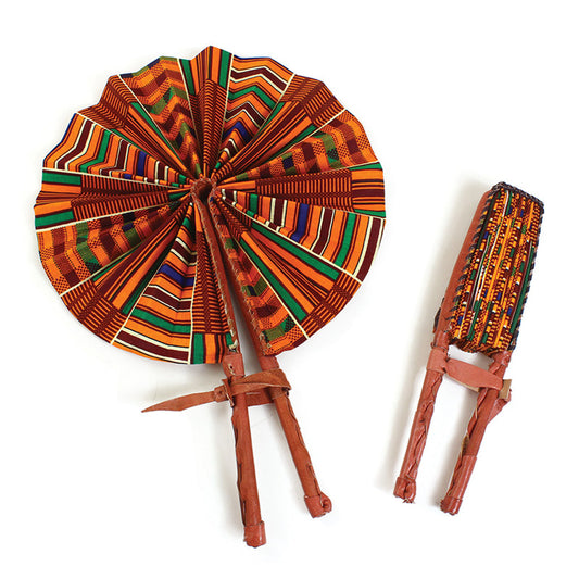 Aku's African Botanical Leather Folding Fan