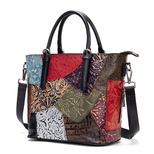 The Essence Patchwork  Genuine Leather Bag