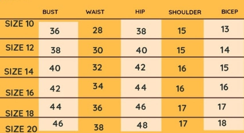 SIZE CHARTS