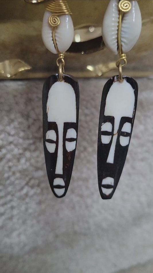 The Maasai Princess Bone Mask and Shell Earrings