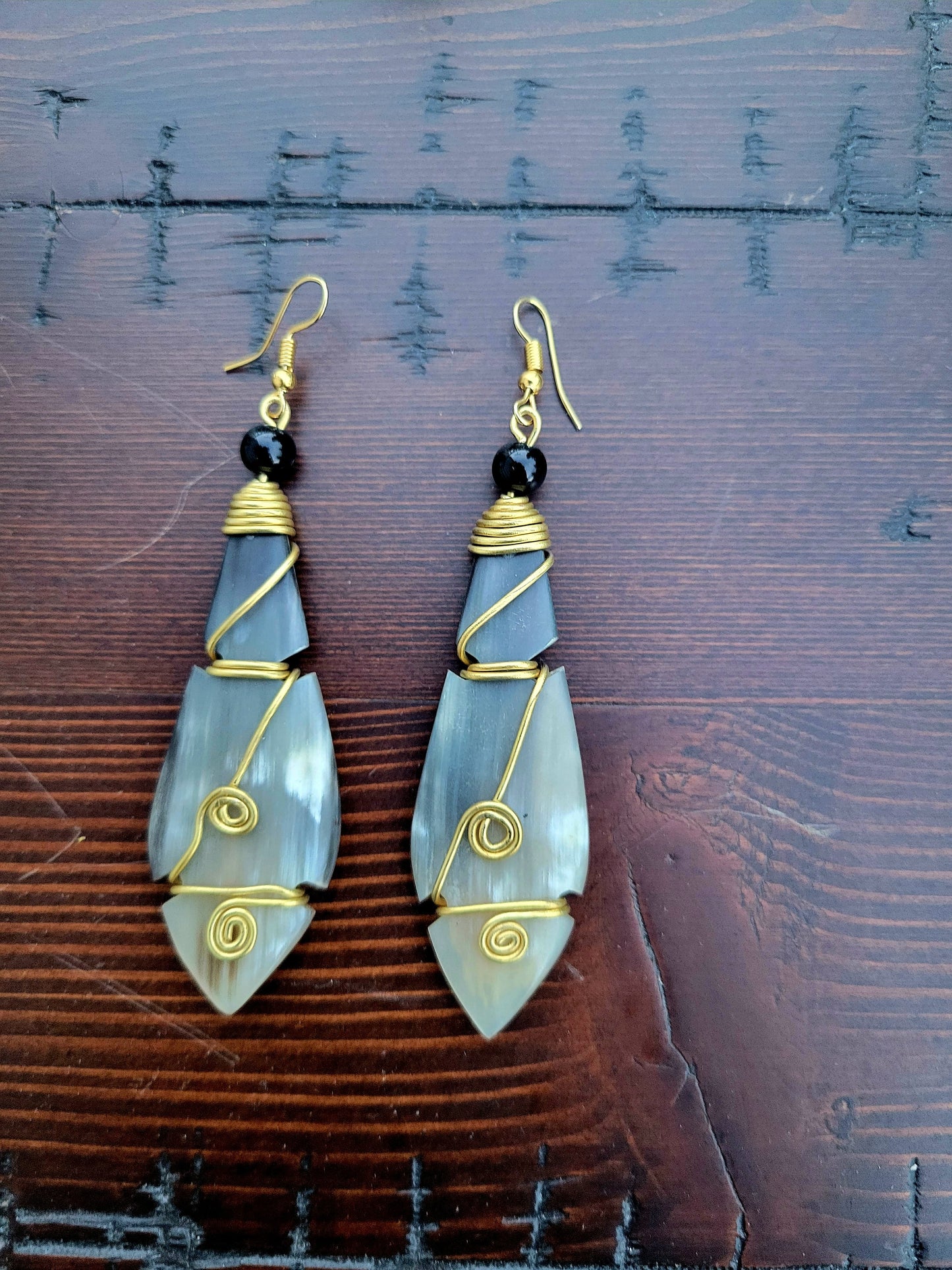 Brass and Bone Earrings-Cia