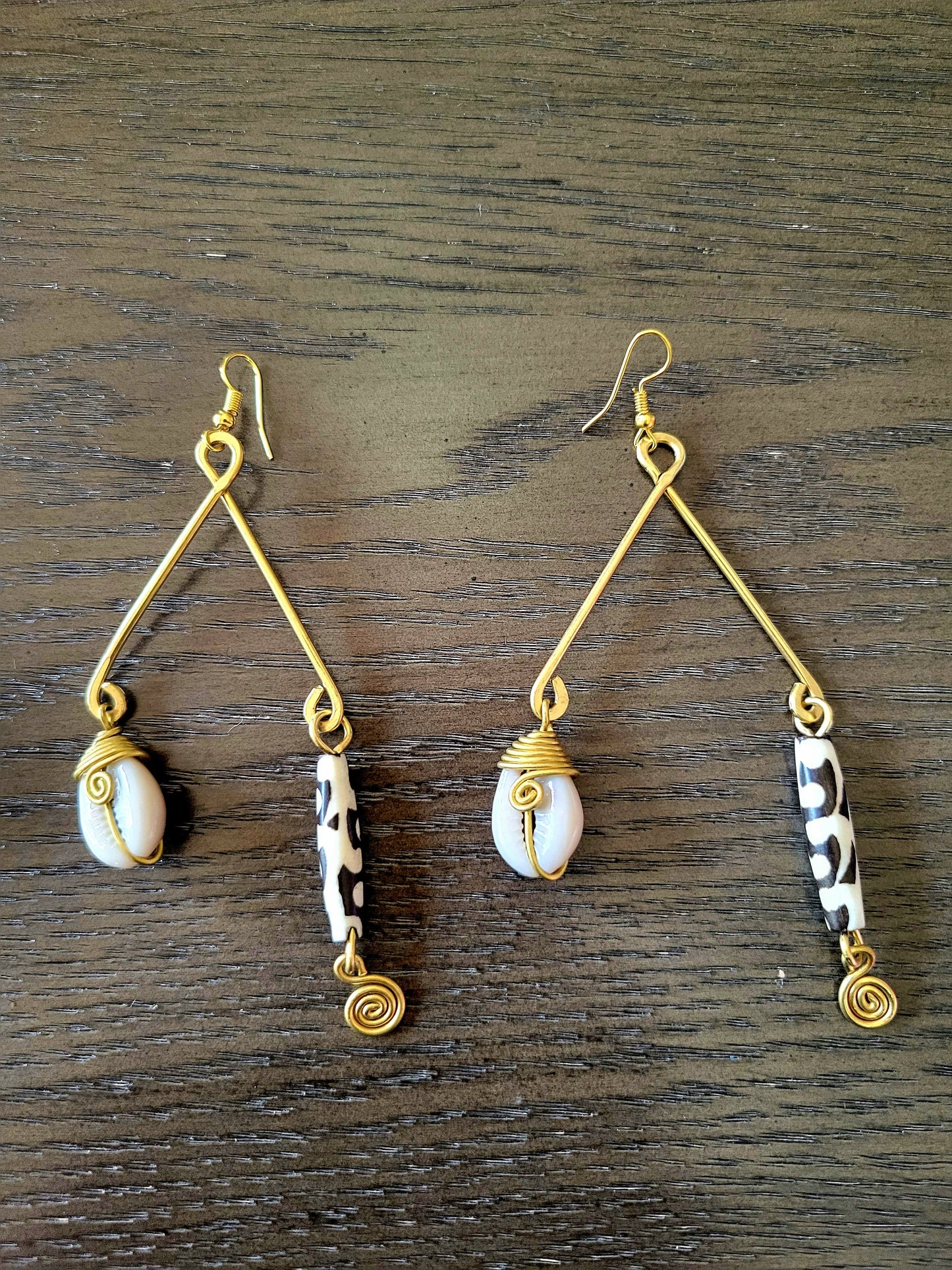 Brass and Bone Earrings-Aminata