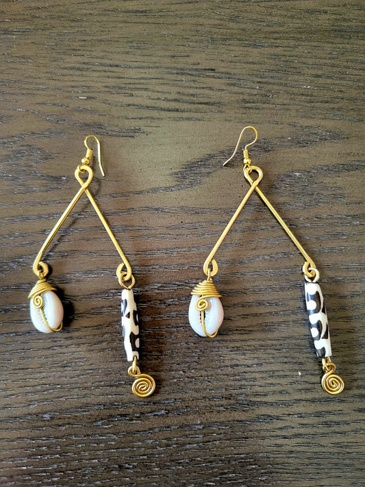 Brass and Bone Earrings Set D