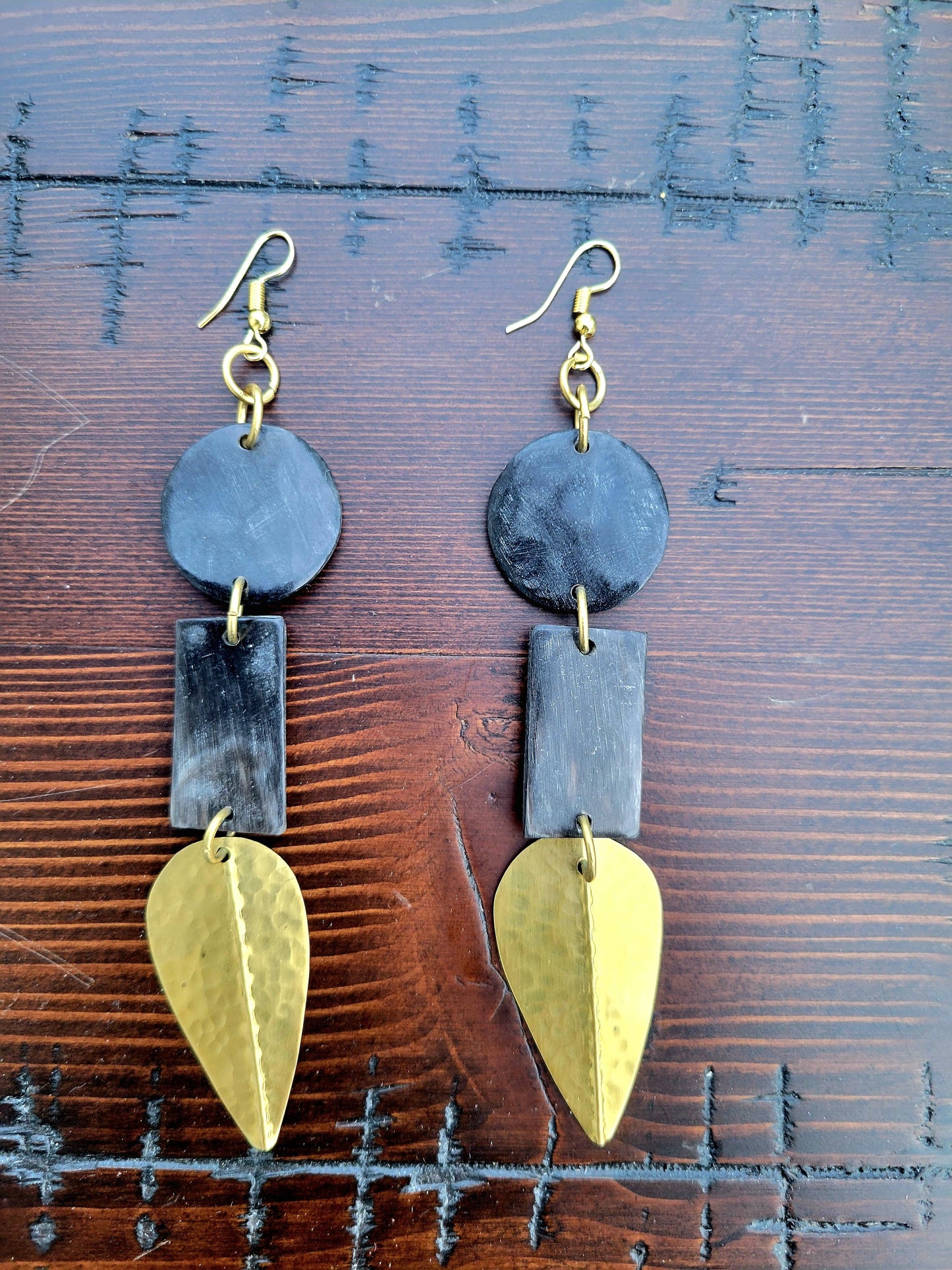 Brass and Bone Earrings- Fatou
