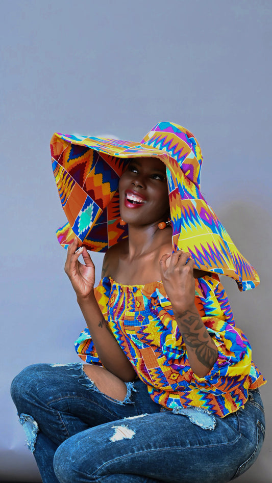 Yahden Oversized Ankara Hat - Print C