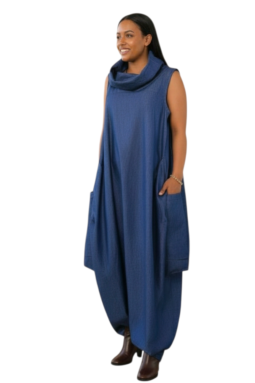 Yassa Indigo Flow Denim Jumpsuit