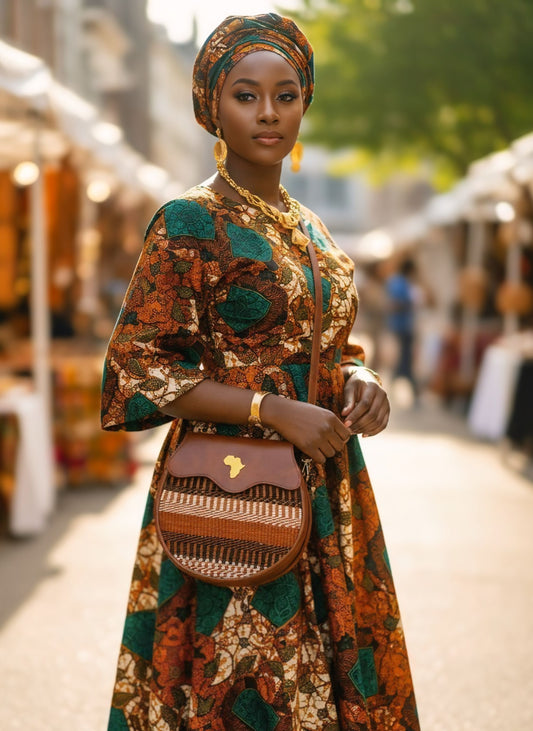 Zawadi Heritage Crossbody Bag Handmade in Kenya| African-Inspired Faux Leather Handbag