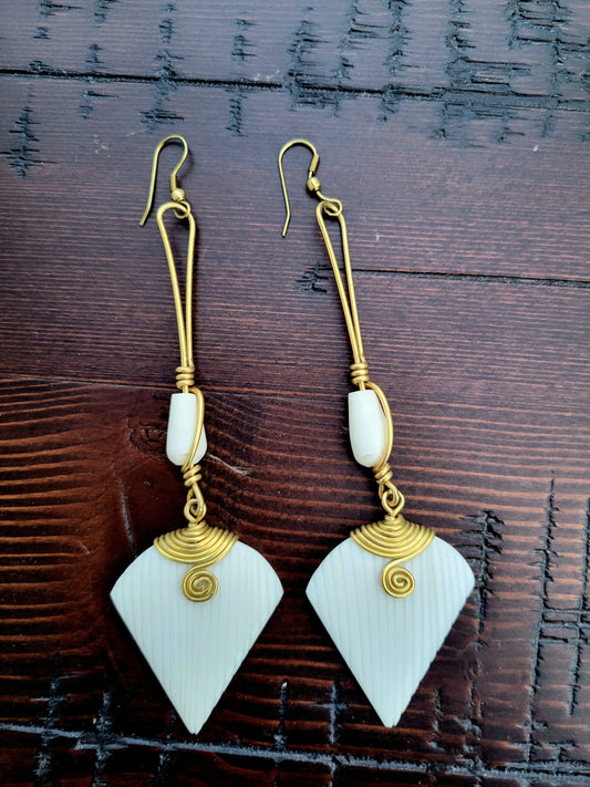 Brass and Bone Earrings- Samira