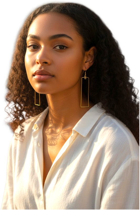 ZURI RECTANGLE BRASS EARRINGS