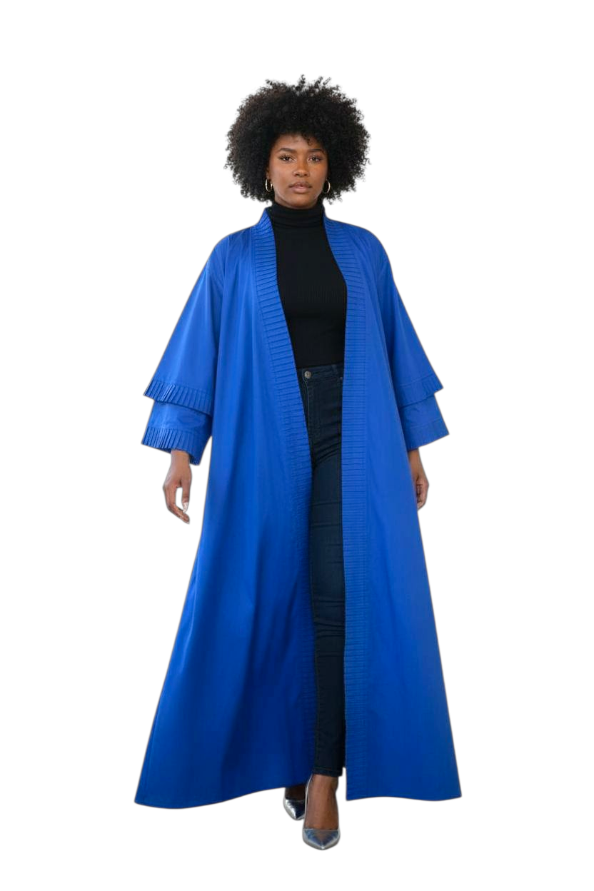 Ade's Solid Print Kimono Duster- Blue