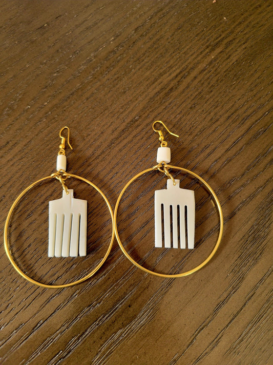 Brass and Bone Earrings-Deddeh