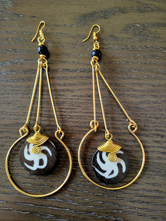 Brass and Bone Earrings Set D