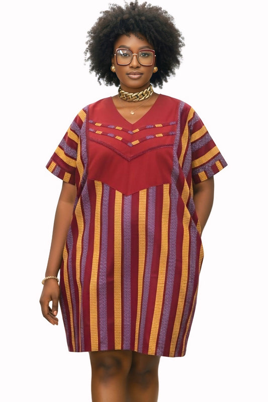 Bendu Heritage Shift Dress – Handmade Afrocentric Ankara Dress-A