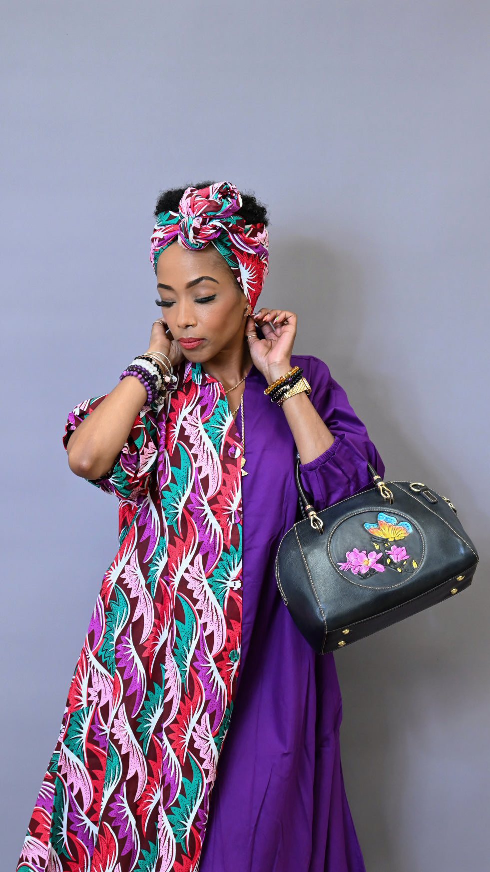 Casy's Hi-Low Shirt Dress- Print C