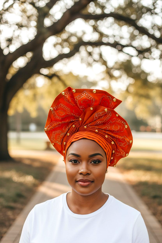 Pretied Turban- Luxury Nigerian Aso Oke Headtie Already Made African Headtie Women Headbands Head Wrap Turban Cap Auto Gele Headties Femme Headscarf Headgear Sewing Fabric For Party