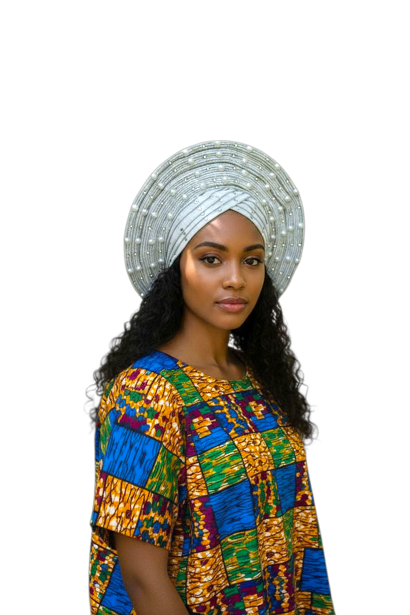 Pretied Turban- Luxury Nigerian Aso Oke Headtie Already Made African Headtie Women Headbands Head Wrap Turban Cap Auto Gele Headties Femme Headscarf Headgear Sewing Fabric For Party