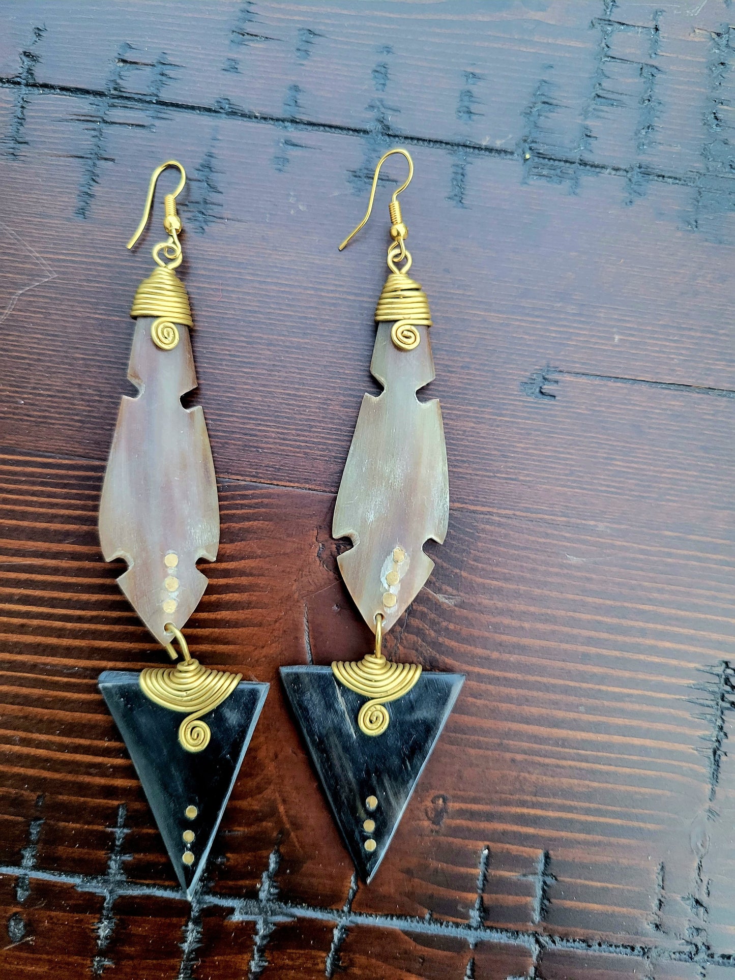 Brass and Bone Earrings- Aminata