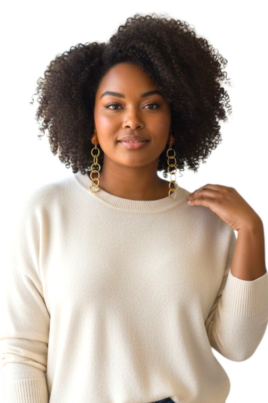 AMARA SUNSTONE CHAIN BRASS EARRINGS