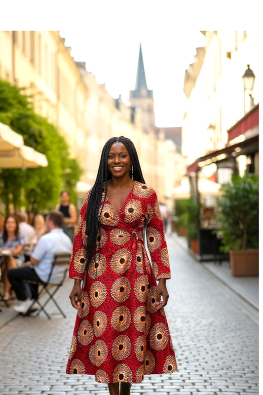 Casy's Ankara Print Elegance Wrap Dress – Bold, Beautiful & Effortlessly Flattering