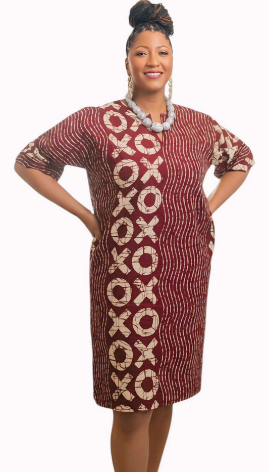 Ayo Heritage Dress – Handmade Afrocentric Batik Shift Dress