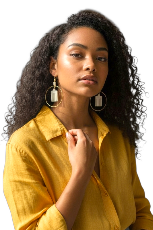 Brass and Bone Earrings-Deddeh