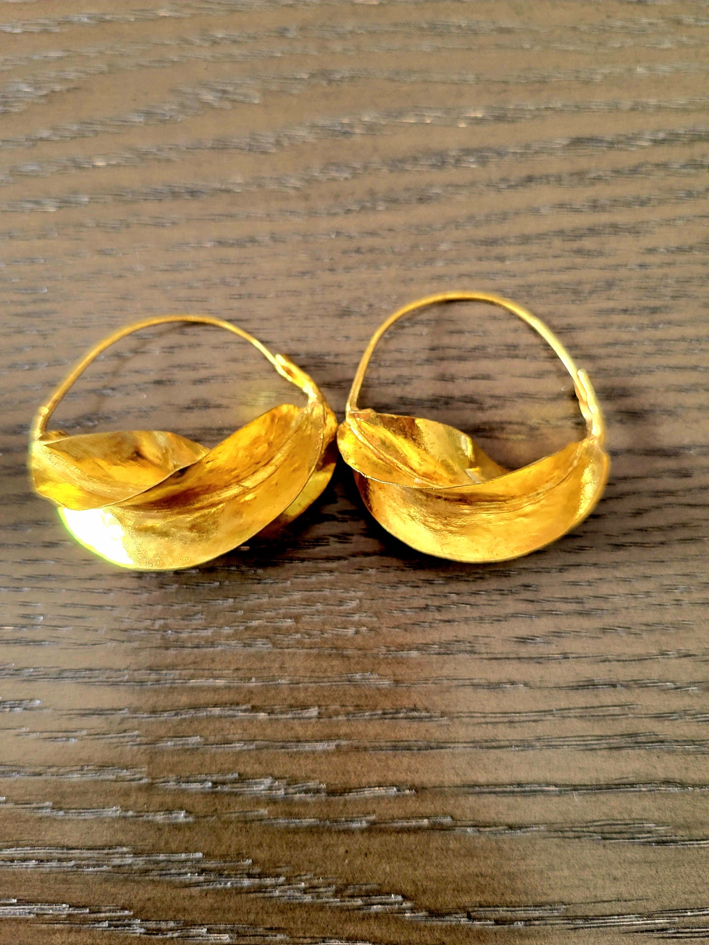 Large Fula Gold Twist Earrings – 1½”