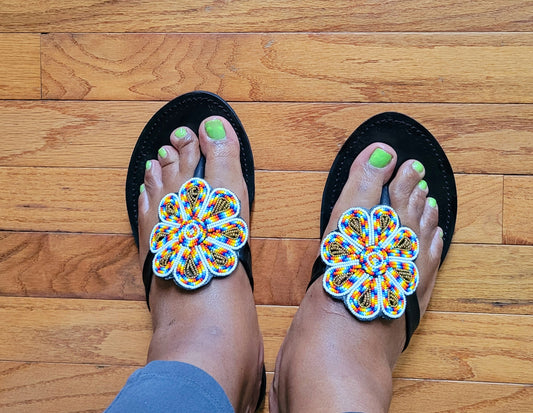Multi Colored maasai beaded sandals-A