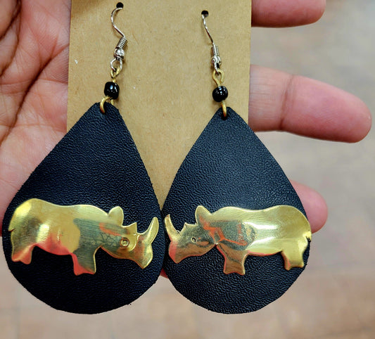 Frannie's Leather and Brass Earrings