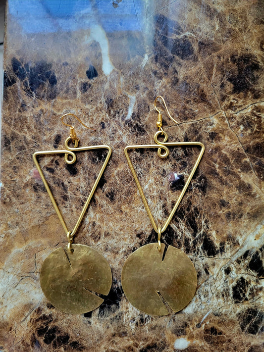 Imara Unity Brass Drop Earrings – Handmade Afrocentric Geometric Statement Earrings