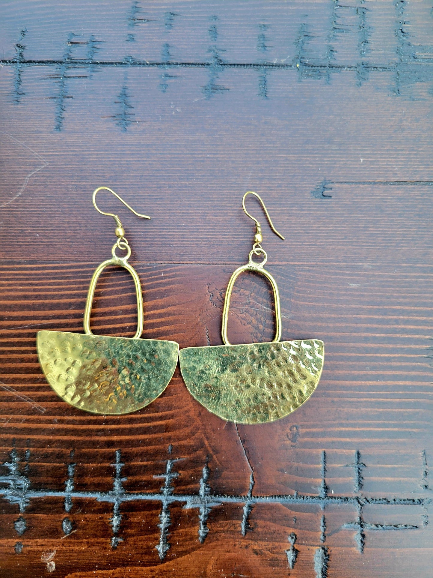 Amani Sunrise Brass Earrings – Handmade Afrocentric Half-Moon Statement Earrings