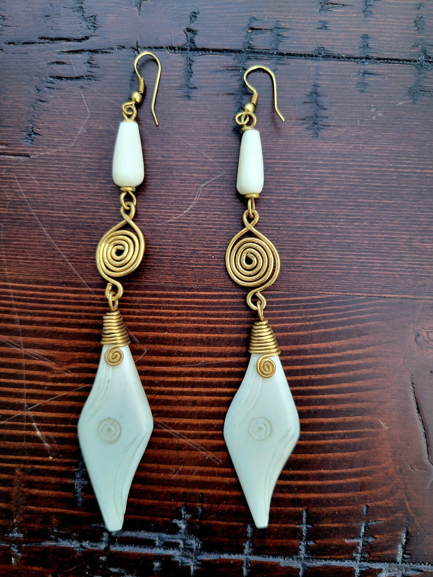 Brass and Bone Earrings- Hadiya