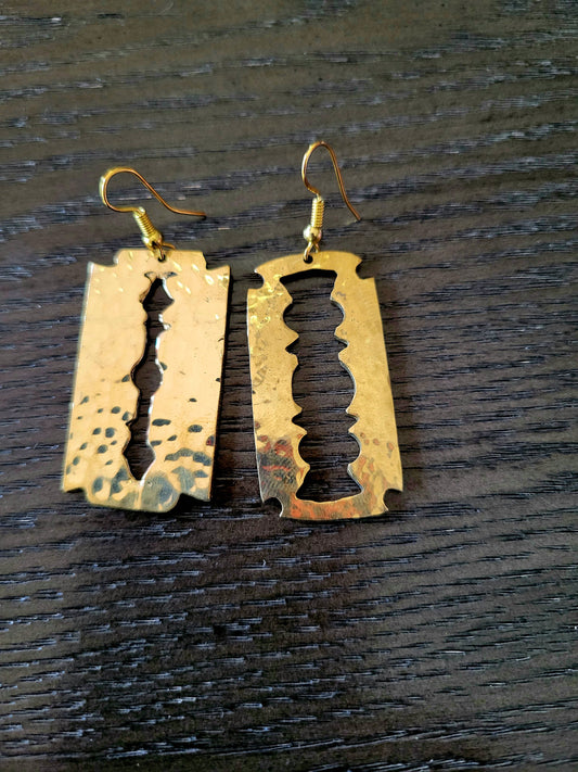 KALI RAZOR-CUT BRASS EARRINGS