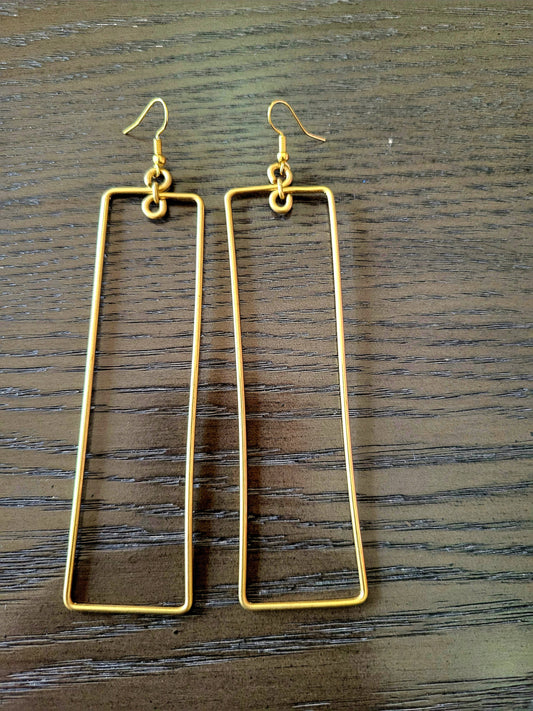 ZURI RECTANGLE BRASS EARRINGS